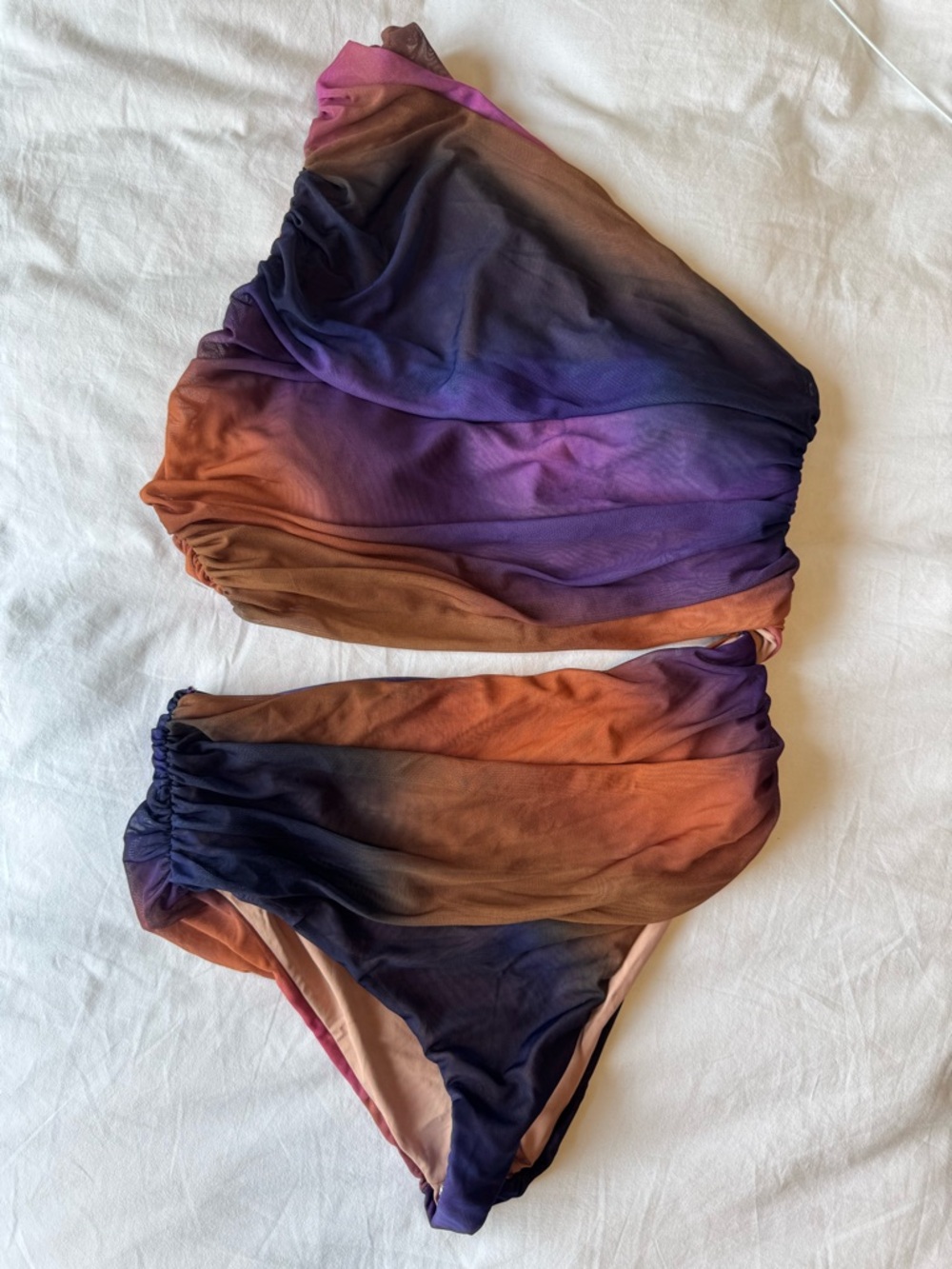 Gradient Ruched one piece Bikini in Purple & Orange